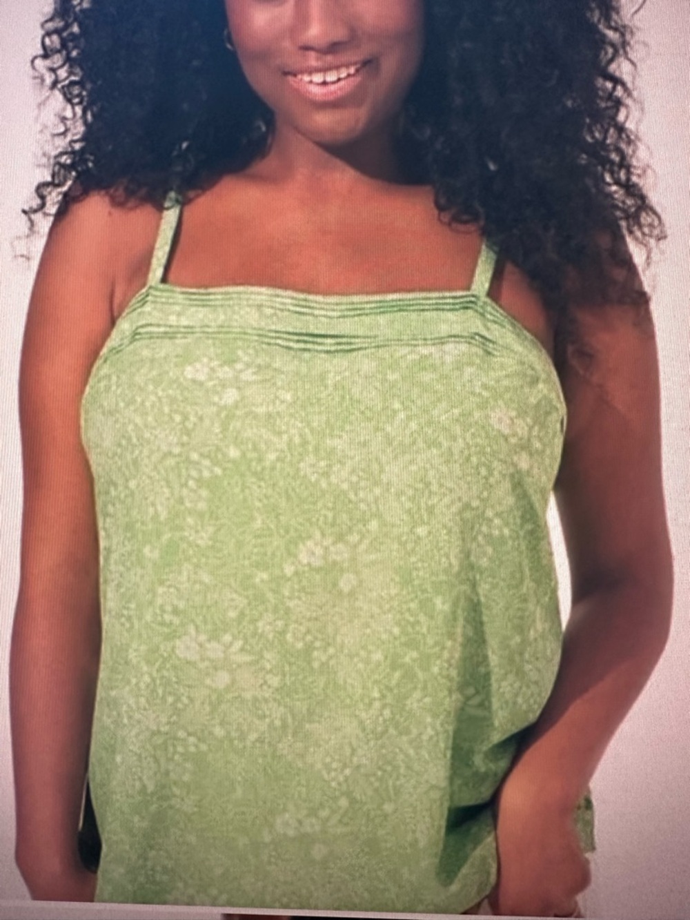 Torrid Lime Green Floral Square-Neck Cami Tank Top